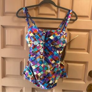 Gottex Multicolor Geometric One-Piece Tankini Swimsuit Top